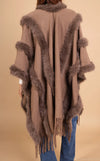 Fringed Poncho Faux Fur