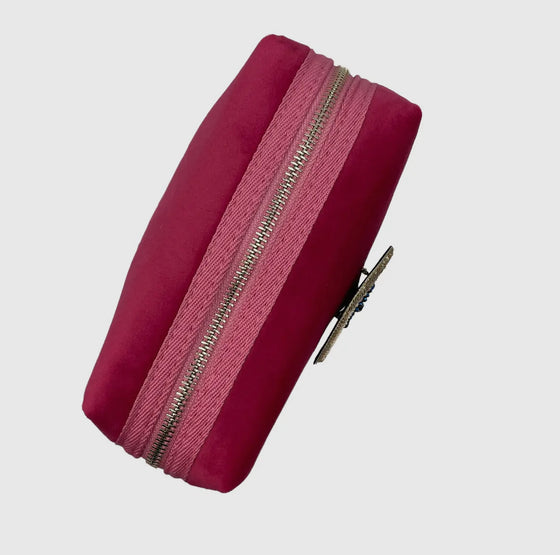 Pink Make-up bag & Orange Shell Brooch
