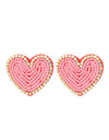 Pink Beaded Earrings with Rhinestones
