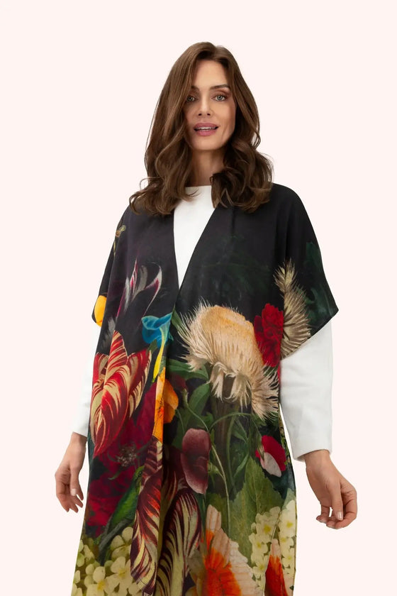 Wool Wraparound Opulant Florals Chocolate