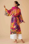 Oversized Blooms Kimono Gown in Mustard