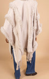Fringed Poncho Faux Fur