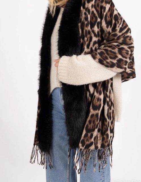 Leopard Print Scarf Faux Fur