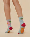 Ladies Ankle Socks - Tropical Floral Ice - Powder Design