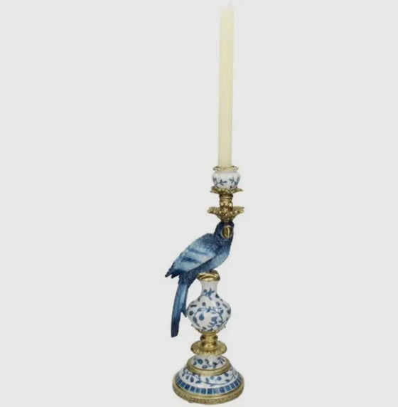 Blue Parrot Candle Holder