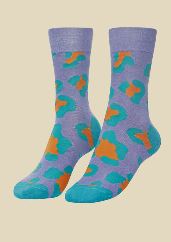 Men's Leopard Print Socks - Lavender
