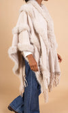 Fringed Poncho Faux Fur