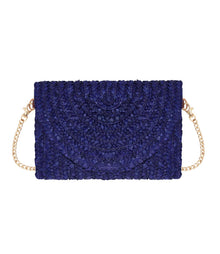  Navy Blue Straw Clutch