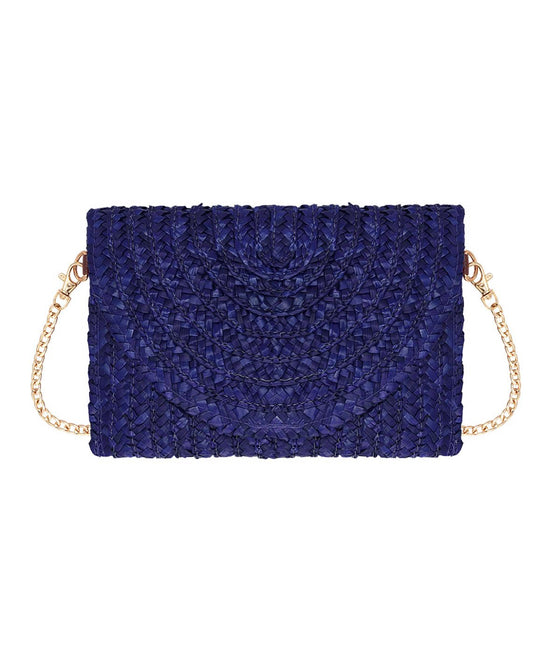 Navy Blue Straw Clutch