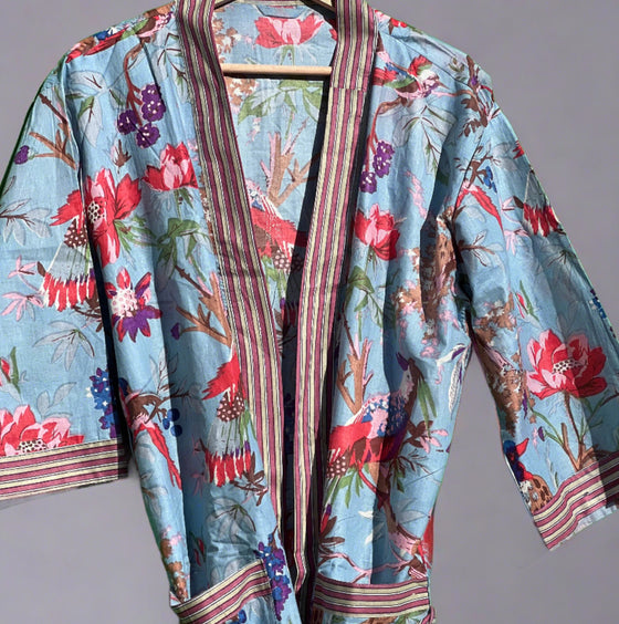 Blue Bird Cotton Kimono