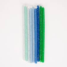 Blue & Green Glitter Candles