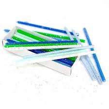 Blue & Green Glitter Candles