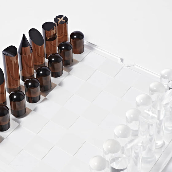 Lucite Chess & Checkers Limited Edition Whiskey Noir