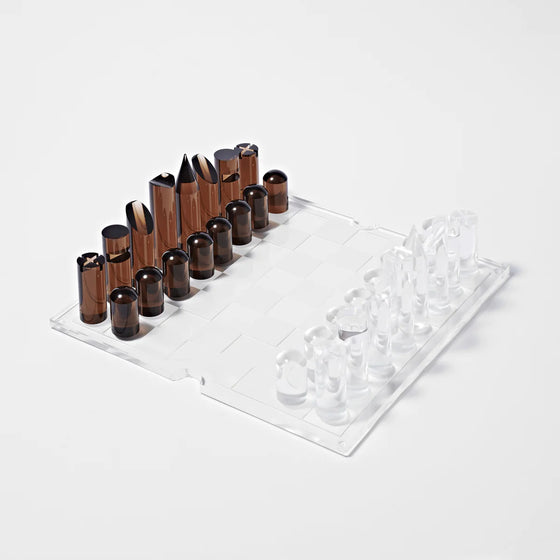 Lucite Chess & Checkers Limited Edition Whiskey Noir