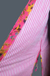 Luxury Pink Yellow Bird of Paradise Velvet Kimono Boho Robe With Lining