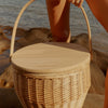 Round Picnic Cooler Basket Natural