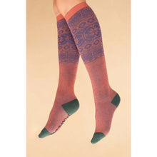  Fair Isle Star Boot Socks - Coral / Lilac