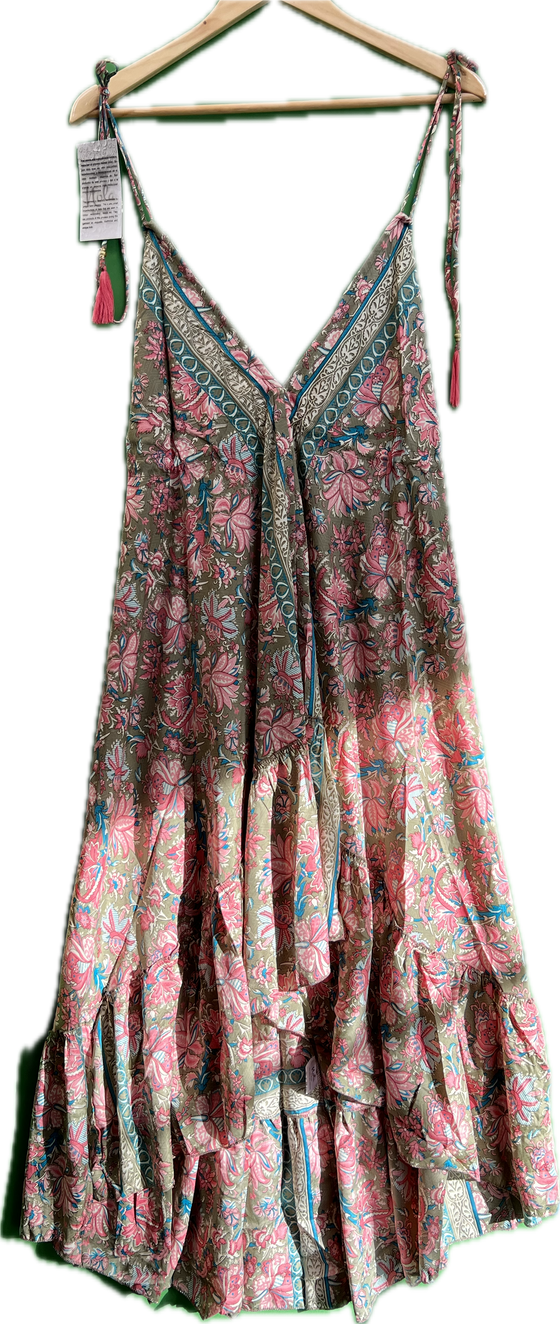 Bohemian Silk Dress With Tassels