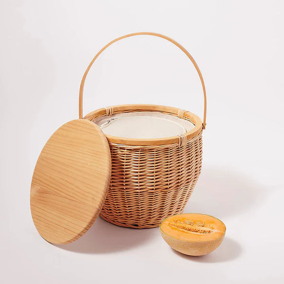 Round Picnic Cooler Basket Natural