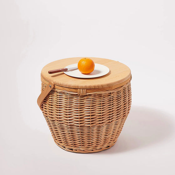 Round Picnic Cooler Basket Natural